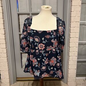 Sachin + Babi Navy Floral Blouse